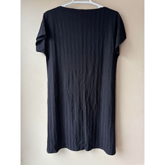 Eileen Fisher Striped Bateau Neck Short Sleeve Tunic Black Women's Size XXS - Picture 2 of 2